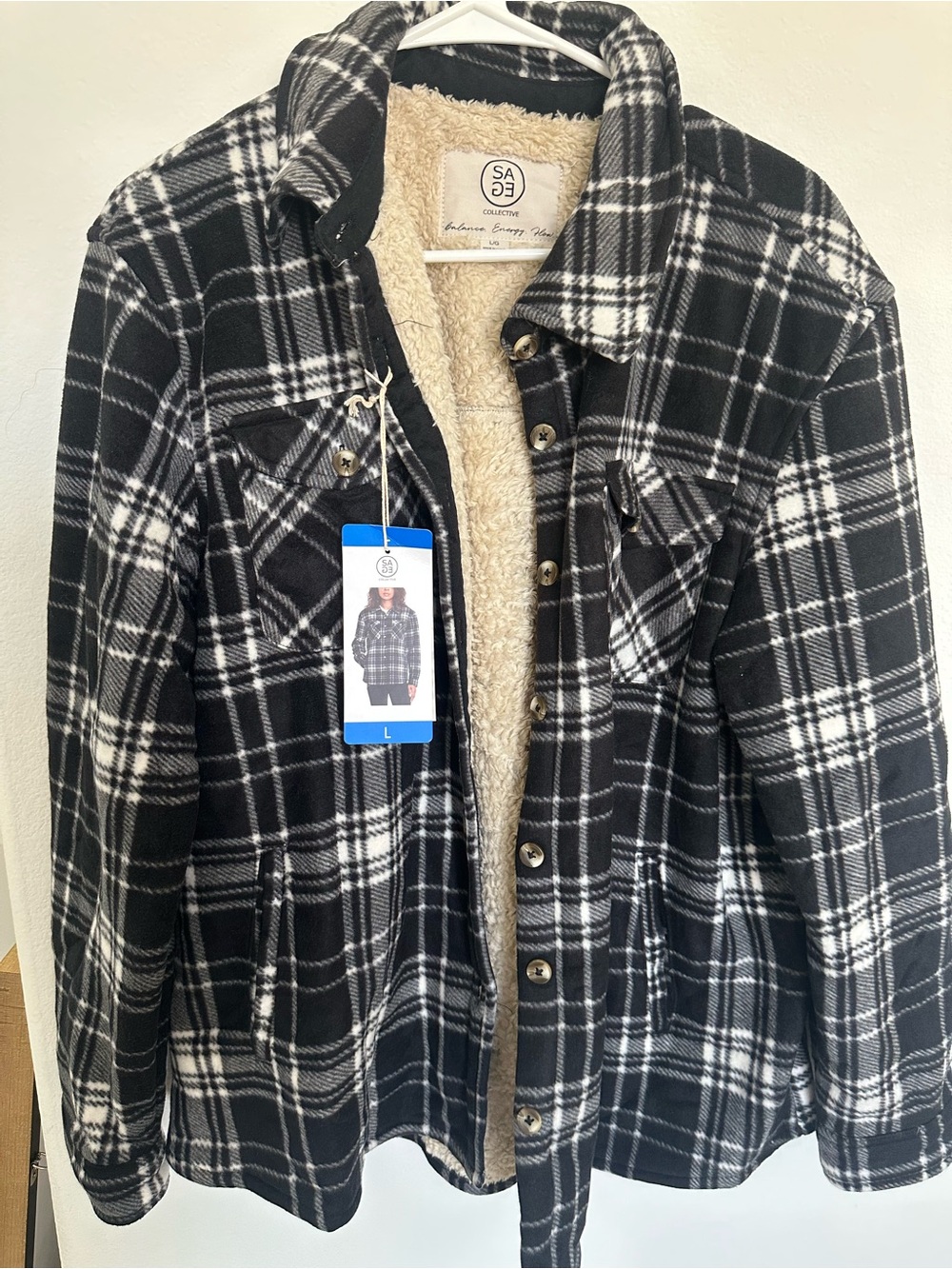 Black & White Plaid Sherpa-Lined Shacket
